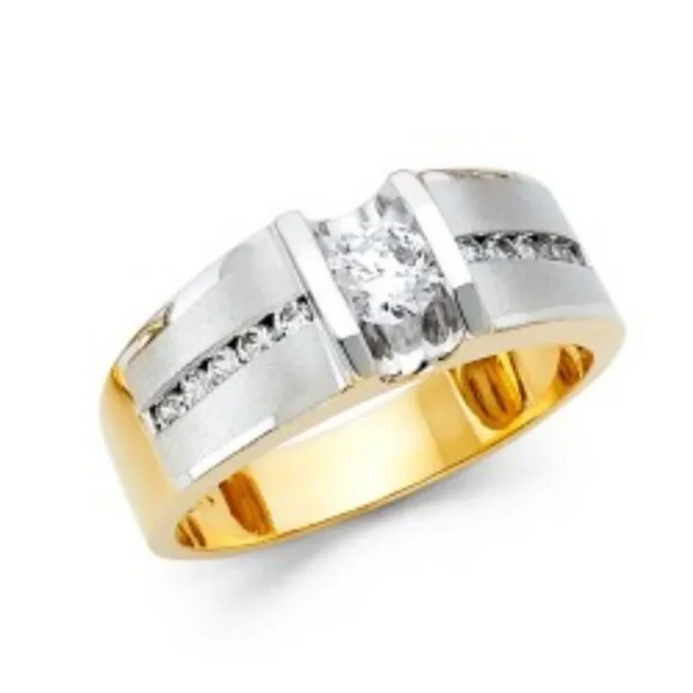 10mm Men's Wedding band 14k White Yellow  Gold